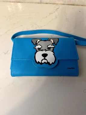 Marc Tetro Schnauzer Blue Saffiano Crossbody Wallet Bag